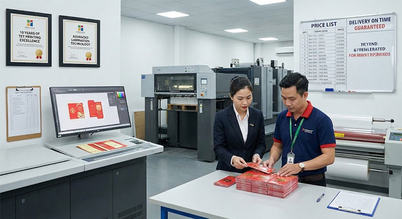 Lựa chọn đơn vị in bao lì xì cán màng uy tín
