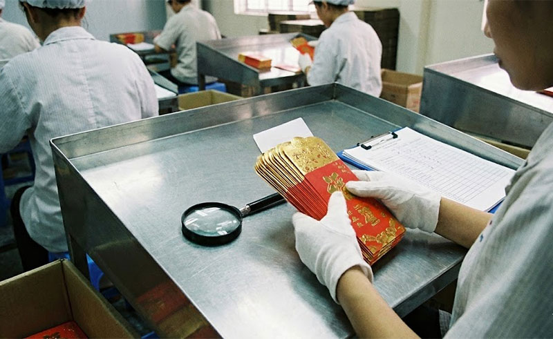 Quy trình kiểm tra thành phẩm bao lì xì - in DP